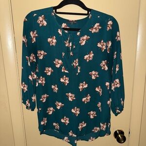 West Kei Teal Floral Blouse